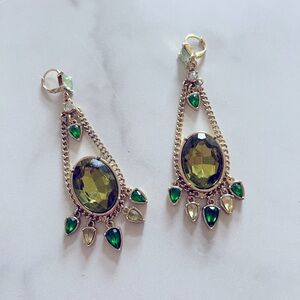 Jewelmint Green Chandelier Earrings Welcome to the Jungle Gold Dangle Statement